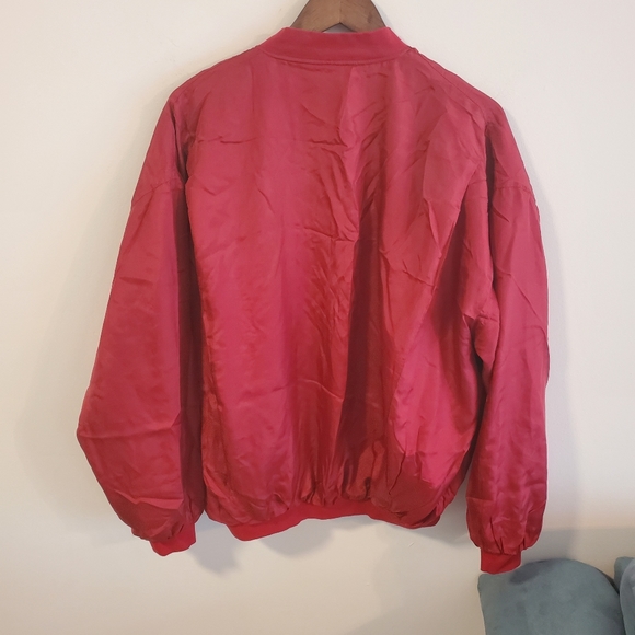 Robert Stock 100% silk lightweight burgundy bomber jacket Size Medium - Picture 6 of 8